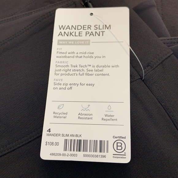 ATHLETA Wander Slim Ankle Pant Black NWT - Picture 4 of 4